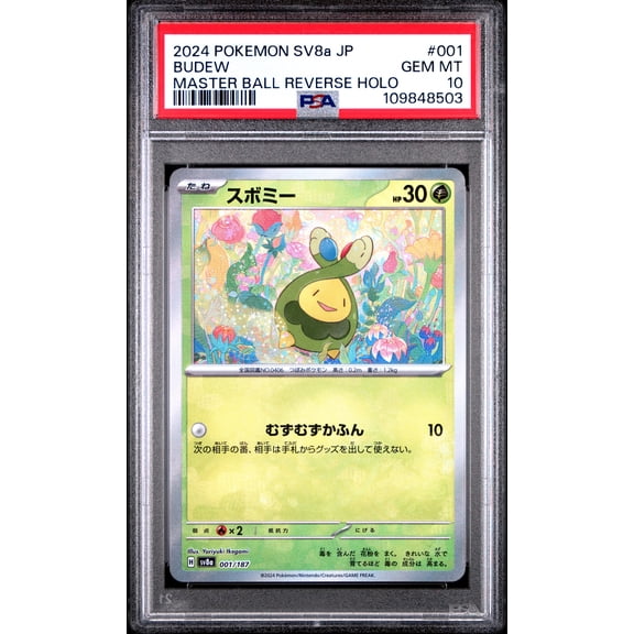 2024 Pokemon Japanese Sv8a-Terastal Fest EX Budew Japanese Master Ball Reverse Holo PSA 10 #001