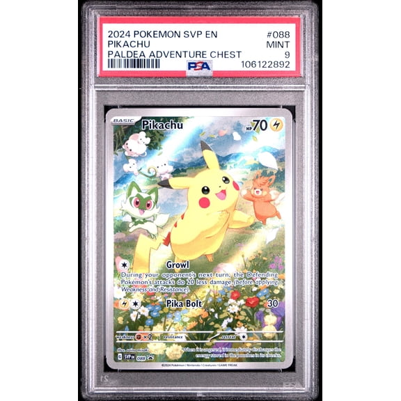 2024 Pokemon Scarlet and Violet Black Star Promo Paldea Adventure Chest Pikachu #88 PSA 9