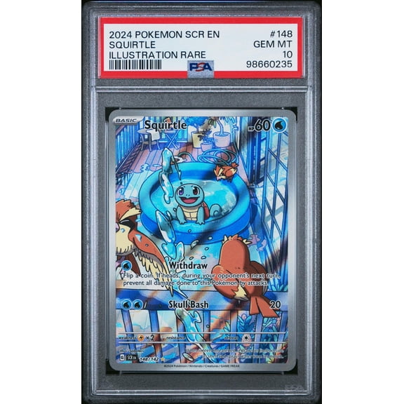 2024 Pokemon Scarlet and Violet Stellar Crown Illustration Rare Squirtle #148 PSA 10