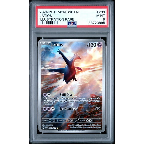 2024 Pokemon Scarlet and Violet Surging Sparks Illustration Rare Latios #203 PSA 9