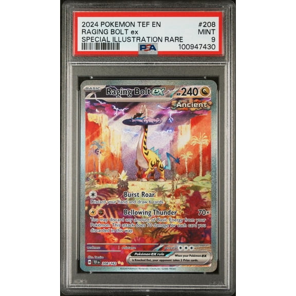 2024 Pokemon Scarlet and Violet Temporal Forces Special Illustration Rare Raging Bolt Ex #208 PSA 9
