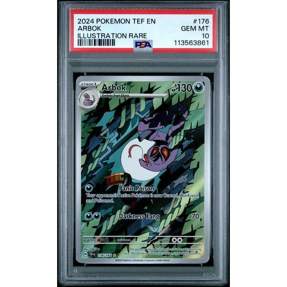 2024 Pokemon Temporal Forces Illustration Rare Arbok #176 PSA 10