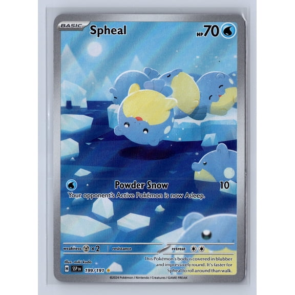 2024 Pokemon Trading Card Game Surging Sparks Spheal Holo Secret Rare #199/191