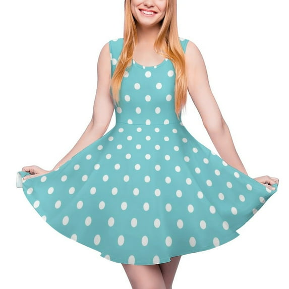 2024 Polka Dots Print Dress Sleeveless Orange and Black Casual Dresses Summer Female Oversized Boho Custom Skate Dress