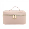 thumbnail image 1 of 2024 Portable Handheld Travel Washroom Storage Bag Fashionable Large Capacity Handheld Leather Makeup Bag (pink), 1 of 7