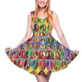 thumbnail image 1 of 2024 Present Birthday Clothing Ladies Dress Skate Casual Waist High Dresses Trendy Daisy Flower Hippy Dress Print Peace Colorful, 1 of 7