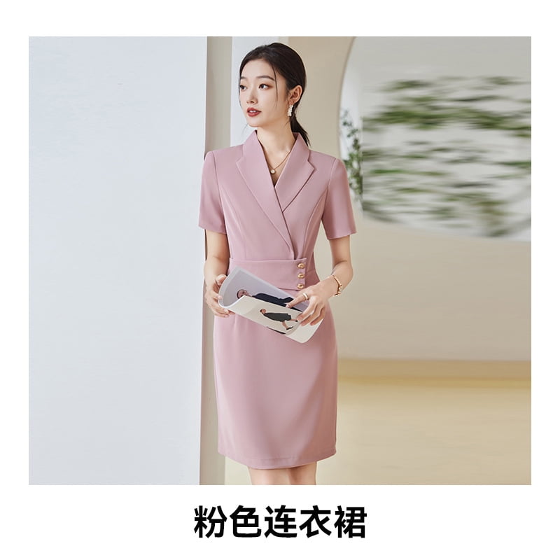 2024 Professional Dress Elegant Goddess Style Jewelry Store Hotel Front Desk Sales Office Workwear Slim Short Sleeve Summer Dress Walmart