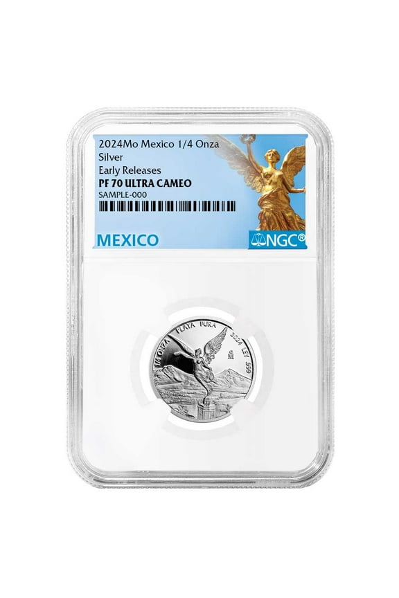 2024 Proof Silver Mexican Libertad Onza 1/4 oz NGC PF70UC ER Mexico Label