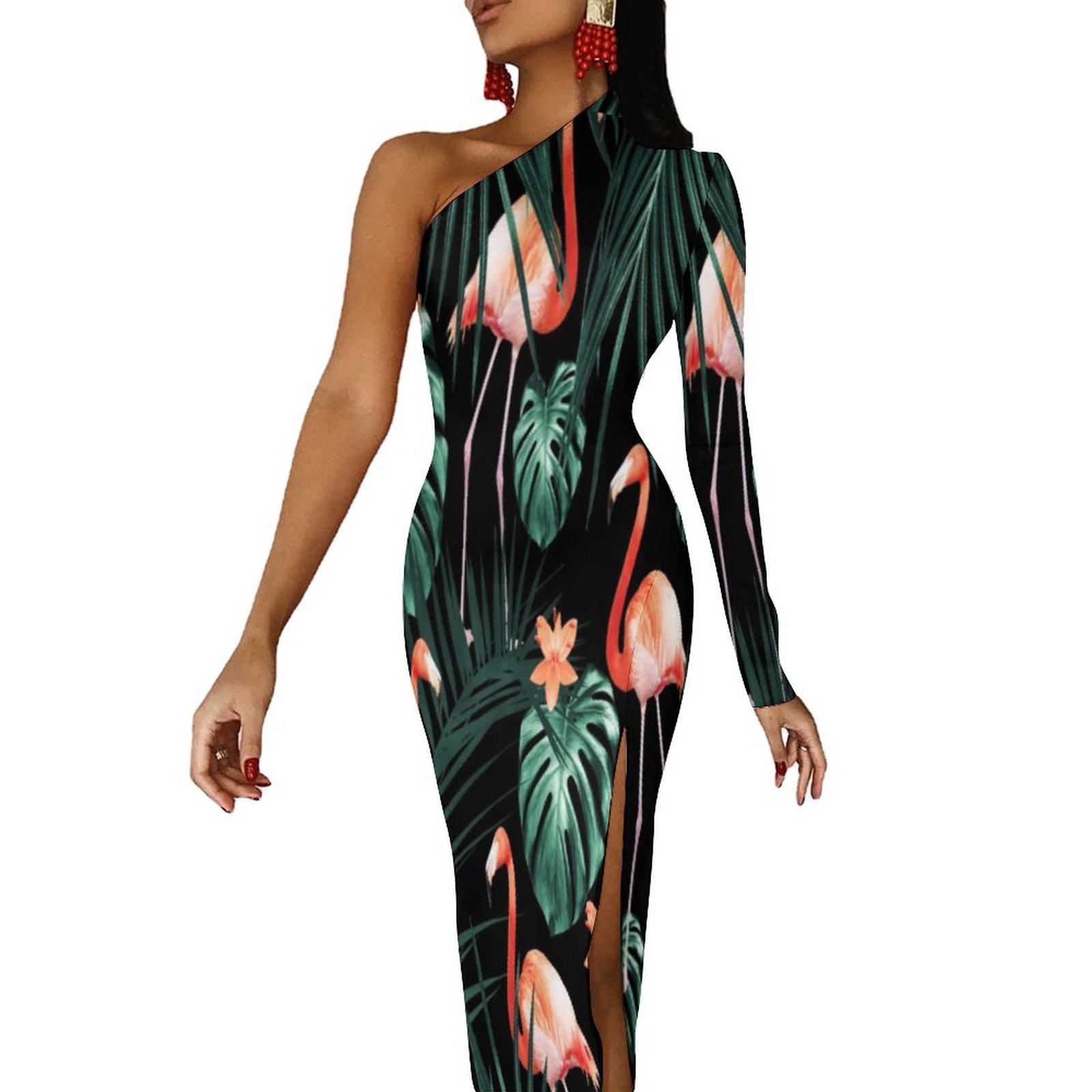 2024 Purple Floral Design Maxi Dress Long Sleeve Mt Famous Painting