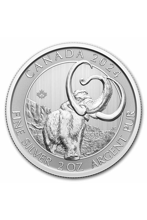 2024 RCM 2 oz Silver Ice Age of Canada Woolly Mammoth BU