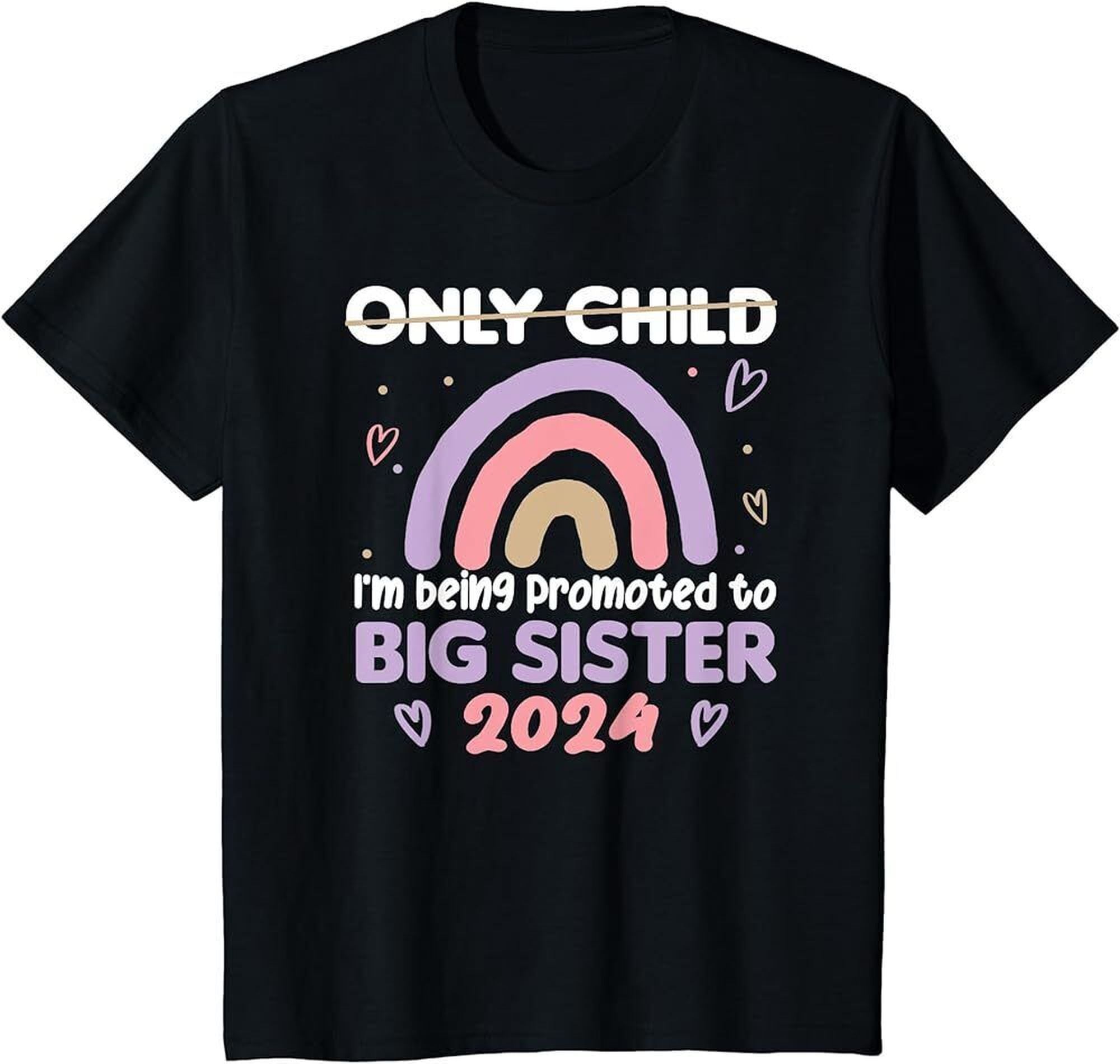 2024 Rainbow Sibling Reveal Tee - Cute Big Sister T-Shirt - Walmart.com