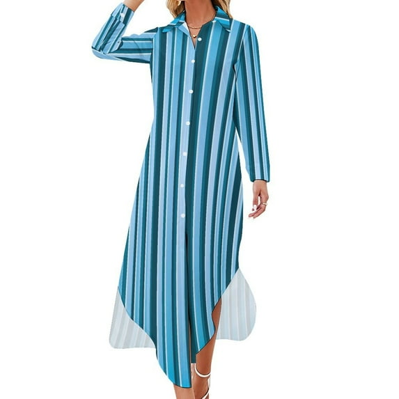 2024 Red And White Striped Casual Dress Straight Lines Street Wear Dresses Long Sleeve Cute Lady V Neck Custom Oversize Chiffon Dress