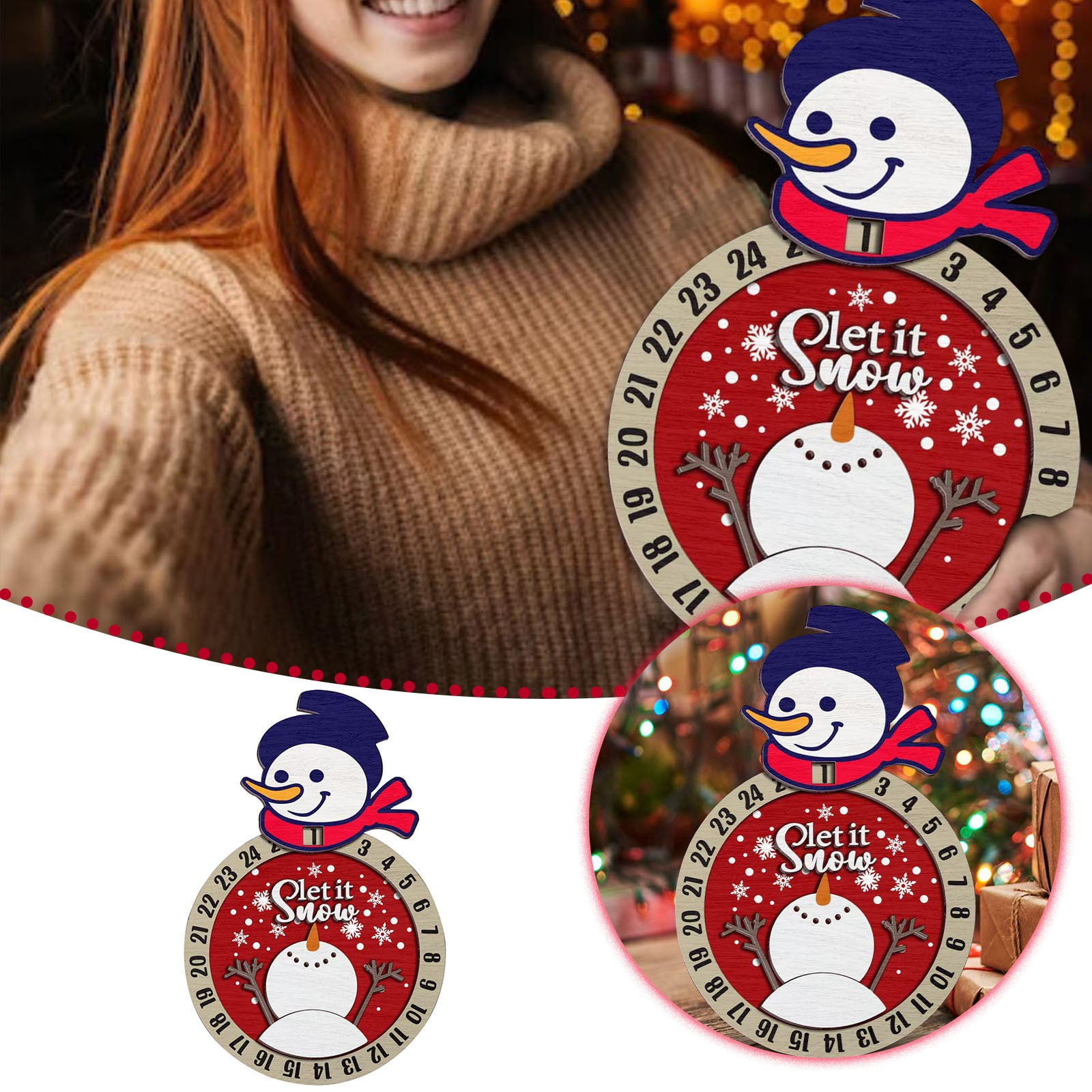 2024 Red Christmas Snow Man Countdown Table Decoration Cute Decoration