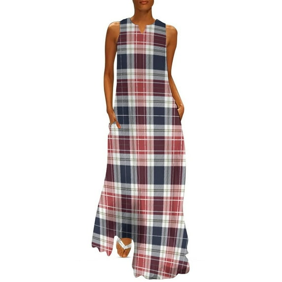 2024 Red Plaid Dress Vintage Check Kawaii Maxi Dress V Neck Graphic Bohemia Long Dresses Street Style Oversized Vestido