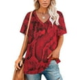 thumbnail image 1 of 2024 Red Snakeskin Women Zipper Sexy Printed Vintage T Shirts Tops Full Print T-Shirt Snakeskin Snake Snake Red Snake, 1 of 5