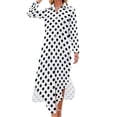 thumbnail image 1 of 2024 Red White Polka Dot Casual Dress Kusama Yayoi Inspired Aesthetic Dresses Long Sleeve Pretty V Neck Print Big Size Chiffon Dress, 1 of 7