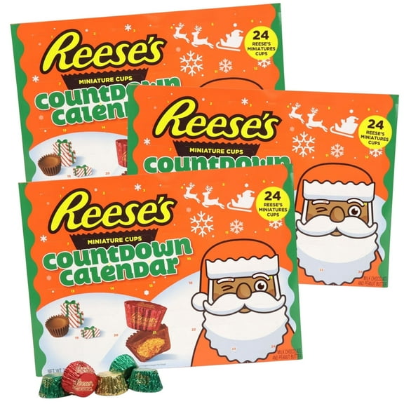 2025 Reese's Holiday Countdown Chocolate Advent Calendar with Reese's Peanut Butter Cups and Candy Pieces, 3 pack
