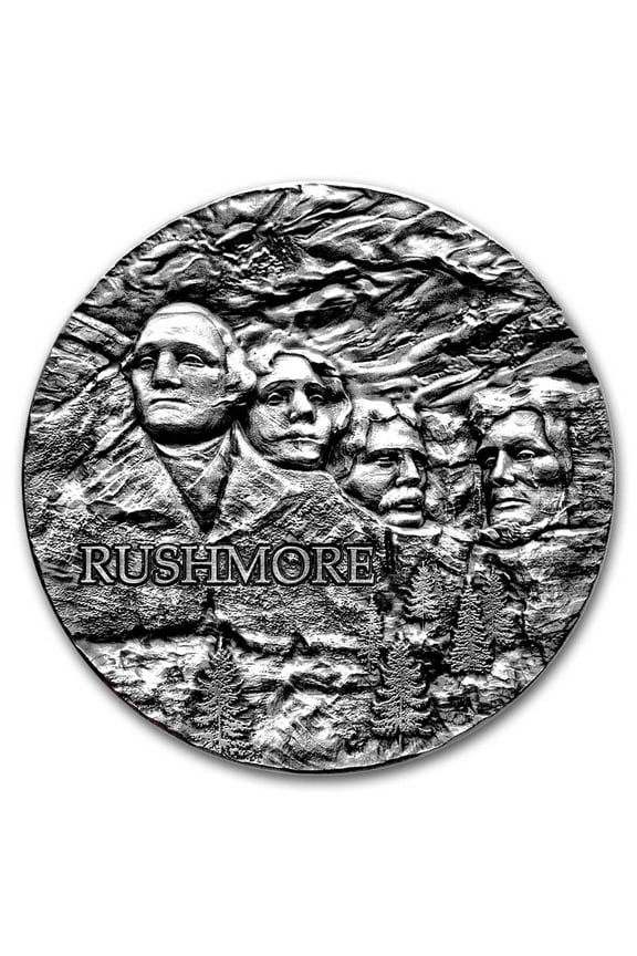 2024 Republic of Ghana 2 oz Silver Antique Mount Rushmore