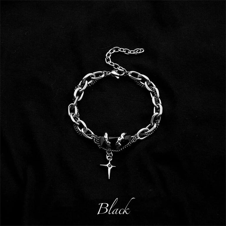 2024 Retro Black Zircon Star Bracelet For Women Men Trend
