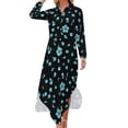 thumbnail image 1 of 2024 Retro Blue Fower Casual Dress Dainty Daisies Streetwear Dresses Long Sleeve Beach Female V Neck Printed Big Size Chiffon Dress, 1 of 7