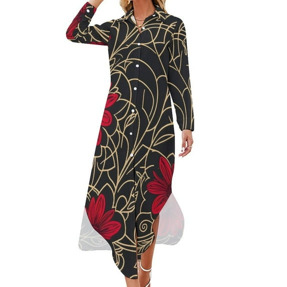 2024 Retro Flower Print Casual Dress Mystic Botanical Stylish Dresses Long Sleeve Beach Women V Neck Design Oversize Chiffon Dress