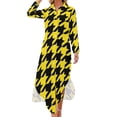 thumbnail image 1 of 2024 Retro Houndstooth Casual Dress Black White Check Street Fashion Dresses Long Sleeve Elegant Woman Design Oversize Chiffon Dress, 1 of 7