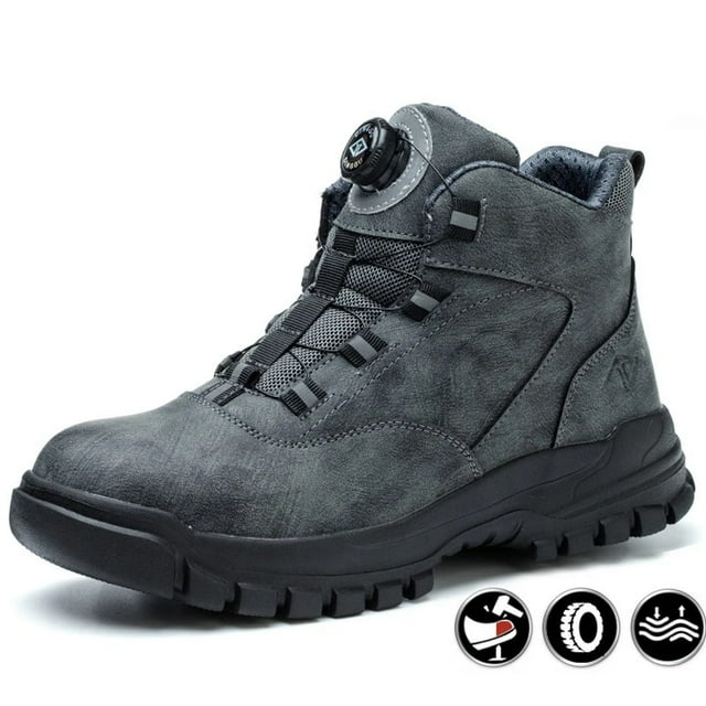 2024 Rotating Buttons Safety Shoes Men Waterproof Work Boots Men Anti ...