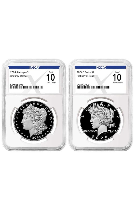 2024-S $1 Proof Morgan and Peace Silver Dollar 2pc Set NGCX PF10UC FDI X Label