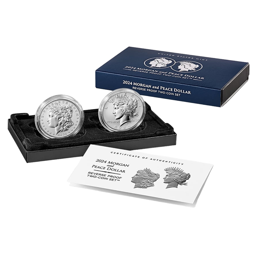 U.S. MINT 2024-S Morgan & Peace Silver Dollar Reverse Proof Set (Box & COA)