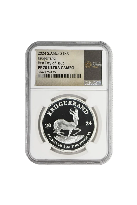 2024 SOUTH AFRICA Silver RAND NGC PF-70 ULTRA CAMEO Krugerrand First Day of Issue