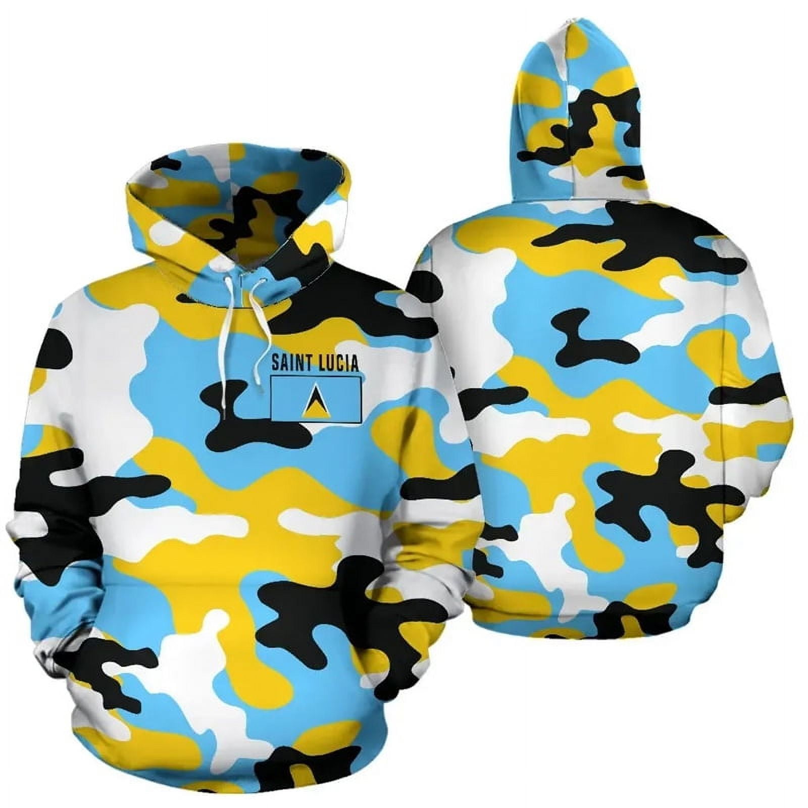 2024 Saint Lucia Flag Map 3D Print Hoodies For Men Clothes National St