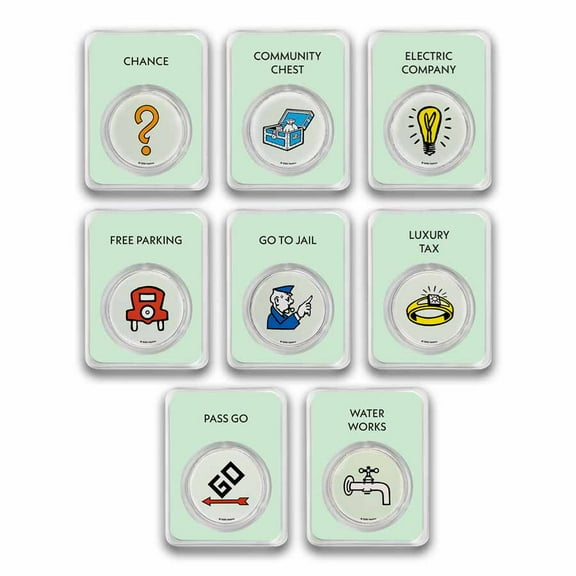 2024 Samoa 8-Coin Silver Monopoly Board Spaces Set