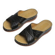 GSKKLQ 2024 Sandals for Women Summer Ladies Slides Shoes Orthotic Open Toe Sandals Soft Wide Fit Sandal Anti-slip Flat Sandals Comfort Heeled Shoes with Arch Support Slides Plus Size Sandals