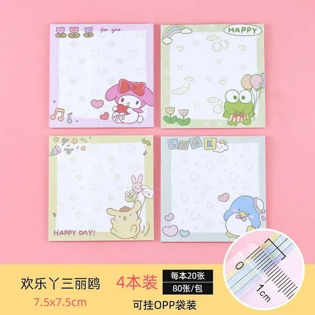 2024 Sanrio Anime Postit Notes Cute Pochaccos Kuromis Kerobis Ledger