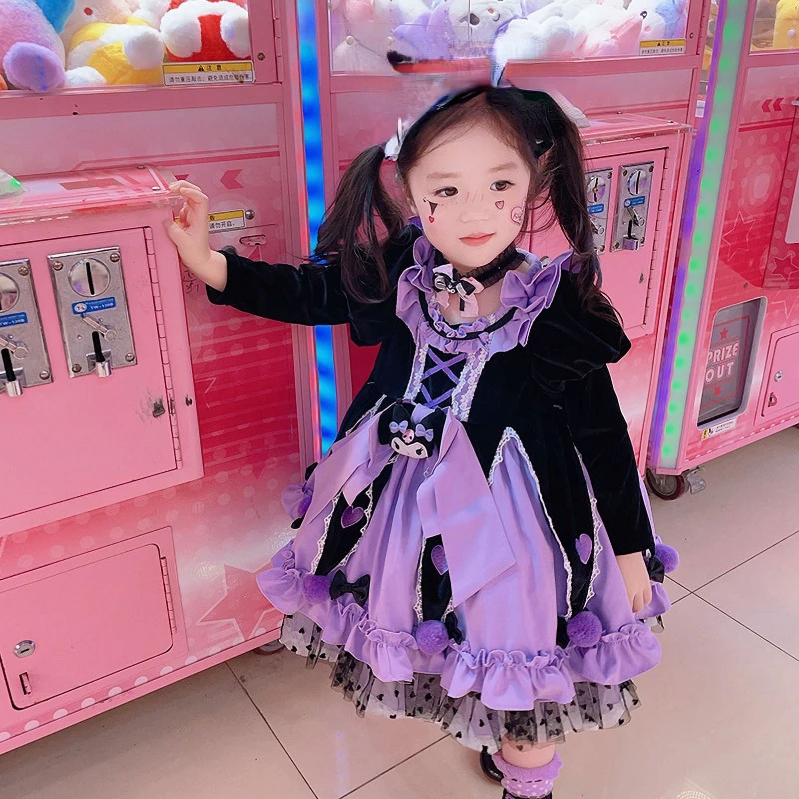 2024 Sanrio Cosplay Kuromi Lolita Princess Dress Summer Children's