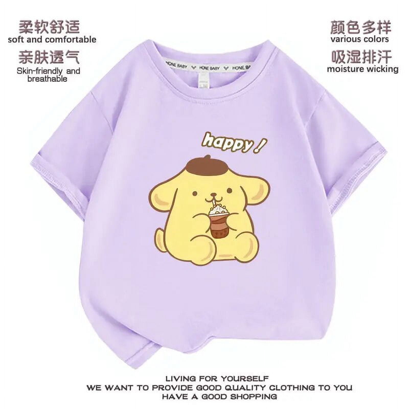 2024 Sanrio Cute Pompompurin Girls TShirt Kawaii Anime Print Babys