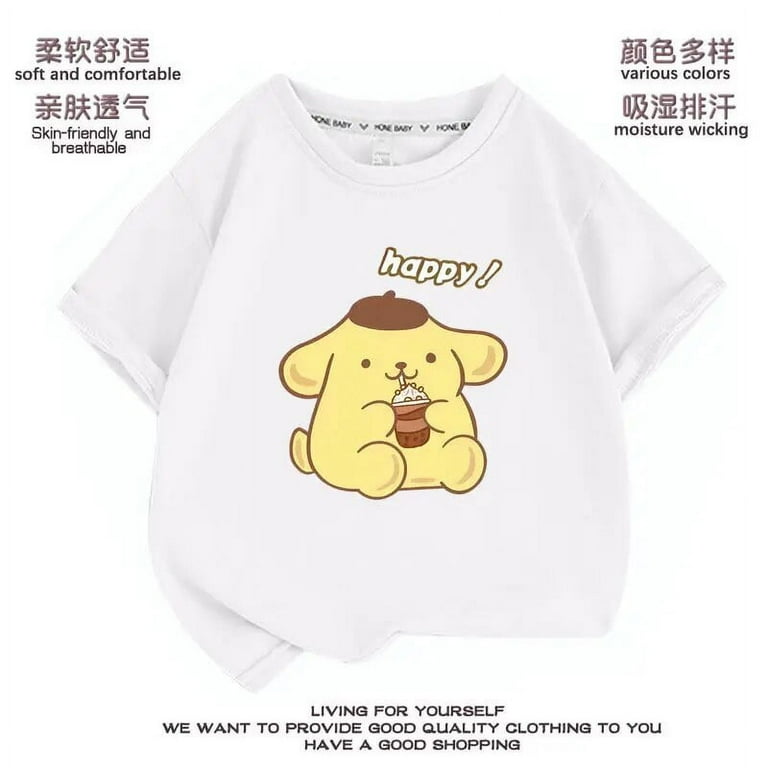 2024 Sanrio Cute Pompompurin Girls T-Shirt Kawaii Anime 2024 Sanrio Cute Pompompurin Girls T-Shirt Kawaii Anime