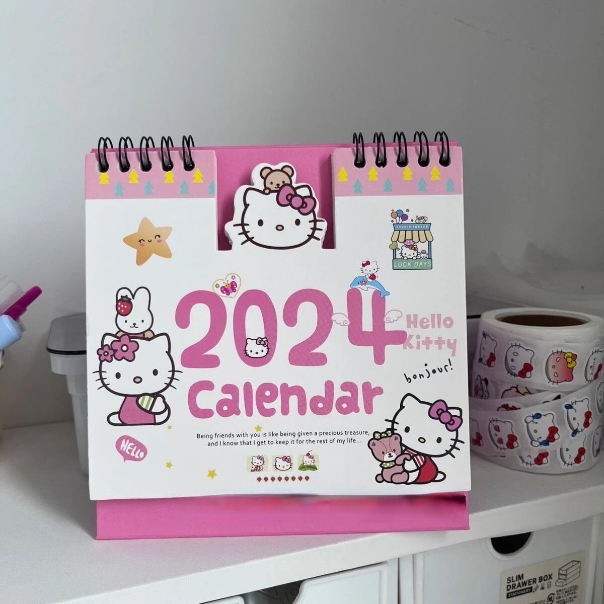 2025 Sanrio Hello Kitty Mini Desk Calendar Anime Office School Supplies