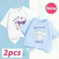 2024 Sanrio Kuromi Cinnamoroll Short Sleeve Kawaii Pure Cotton Printing