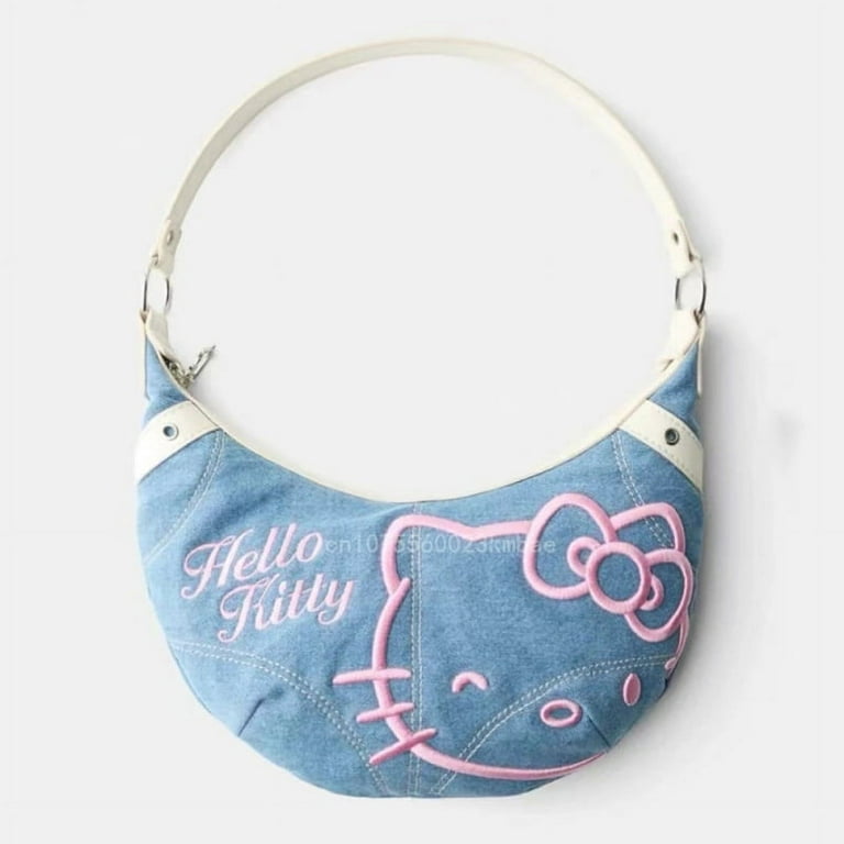 2024 Sanrio Peripheral Hello kitty Bag Spring Summer New Denim Armpit Large capacity Bag Women Retro Shoulder Messenger Bag Gift Walmart