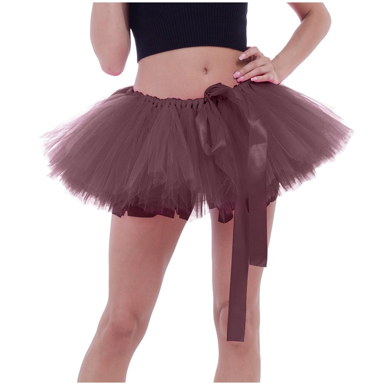 2024 Savings TMOYZQ Women s Mini Tulle Skirt Layered Tutu Skirt 80s Vintage Ballet Dance Skirt Adults Skirts for Festival Party Costume Walmart