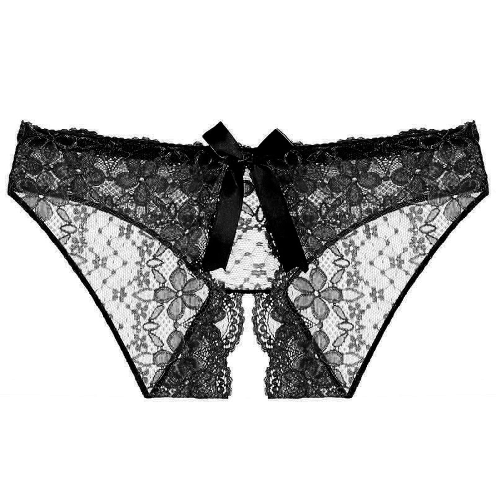 Crotchless Panties Lingerie For Women Lace Floral Hollow Out Panties Low  Rise Bowknot Cheeky Briefs T Back Bikini Underpants