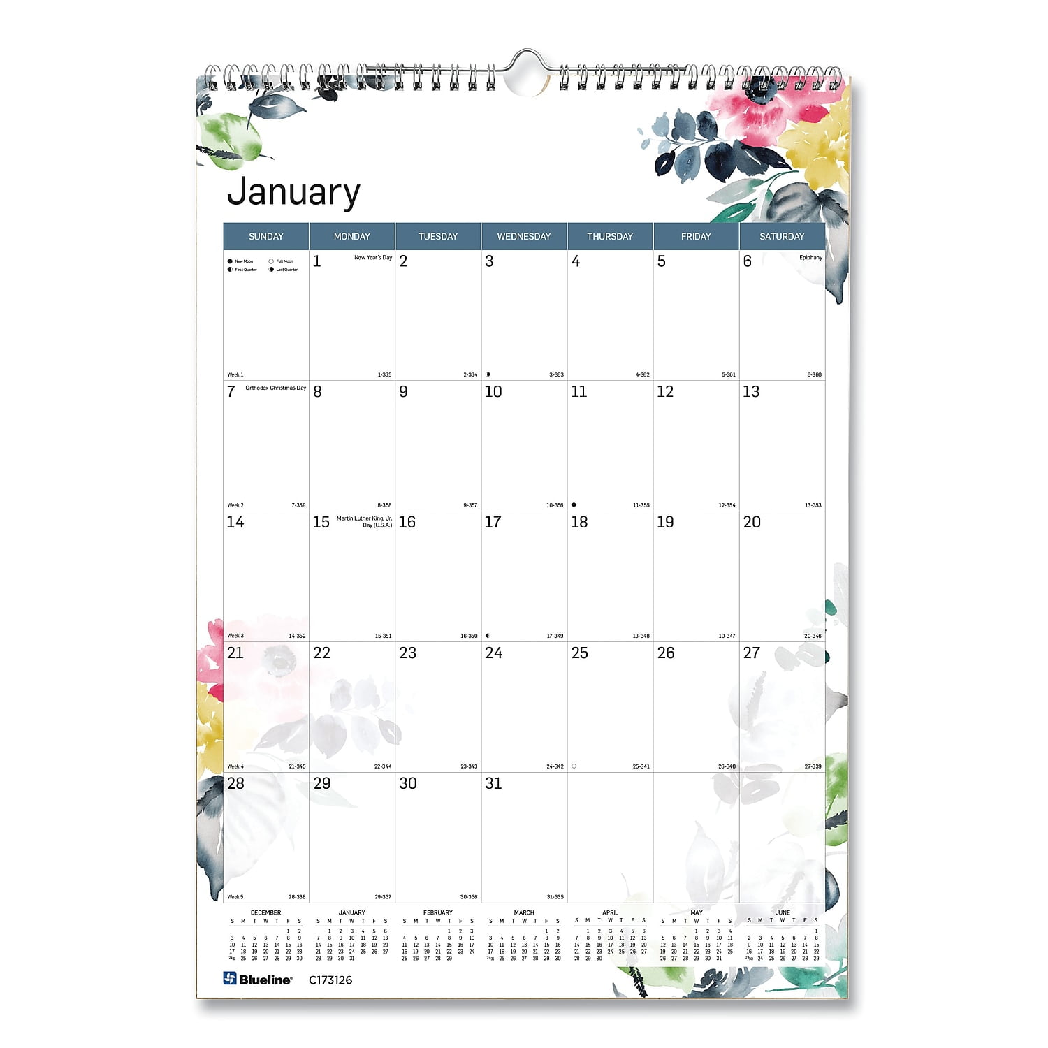 2024 Schneider 12 x 17 Yearly Colorful Wall Calendar Decorative White