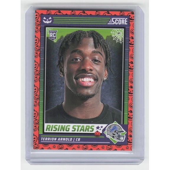 2024 Score-A-Treat Terrion Arnold #46 Rising Stars Orange Pumpkin Detroit Lions Football Card