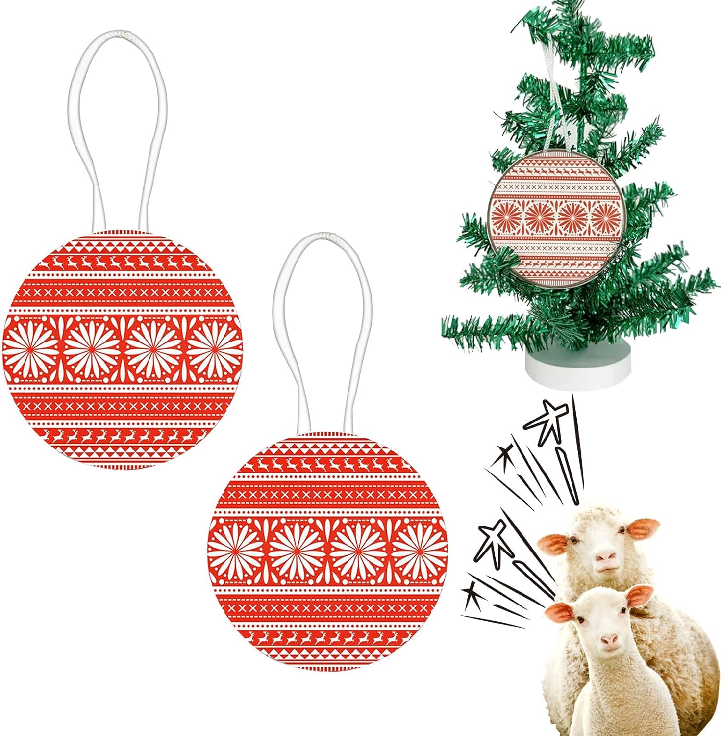 2024 Screaming Goat Prank for Christmas Tree Decoration, Funny Hanging Christmas Prank Ornament