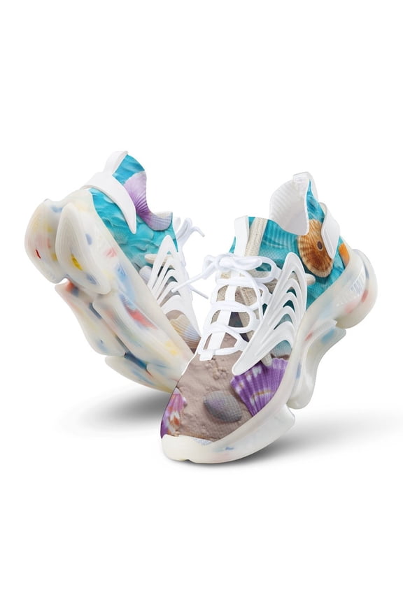 2024 Seashell On The Beach Women Or Men Lace Up Flat Sneakers Female Mesh Walking Footwear
