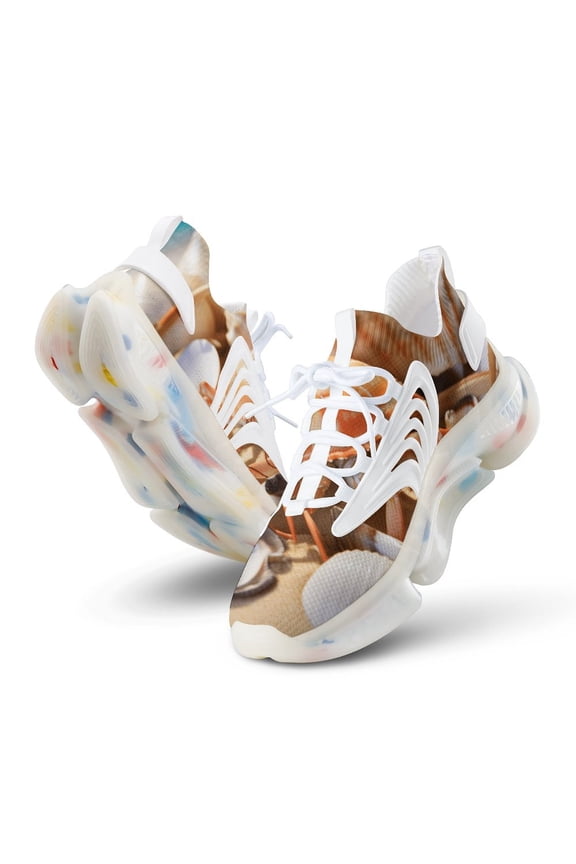 2024 Seashell On The Beach Women Or Men Lace Up Flat Sneakers Female Mesh Walking Footwear