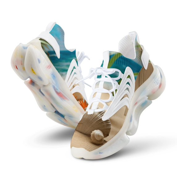 2024 Seashell On The Beach Women Or Men Lace Up Flat Sneakers Female Mesh Walking Footwear