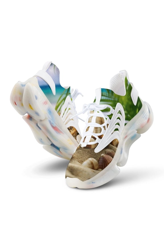 2024 Seashell On The Beach Women Or Men Lace Up Flat Sneakers Female Mesh Walking Footwear