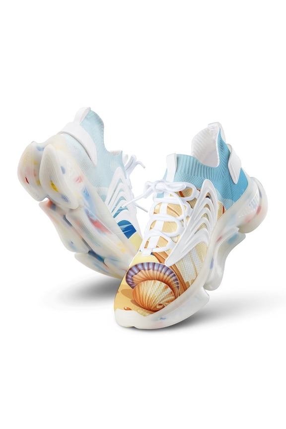 2024 Seashell On The Beach Women Or Men Lace Up Flat Sneakers Female Mesh Walking Footwear